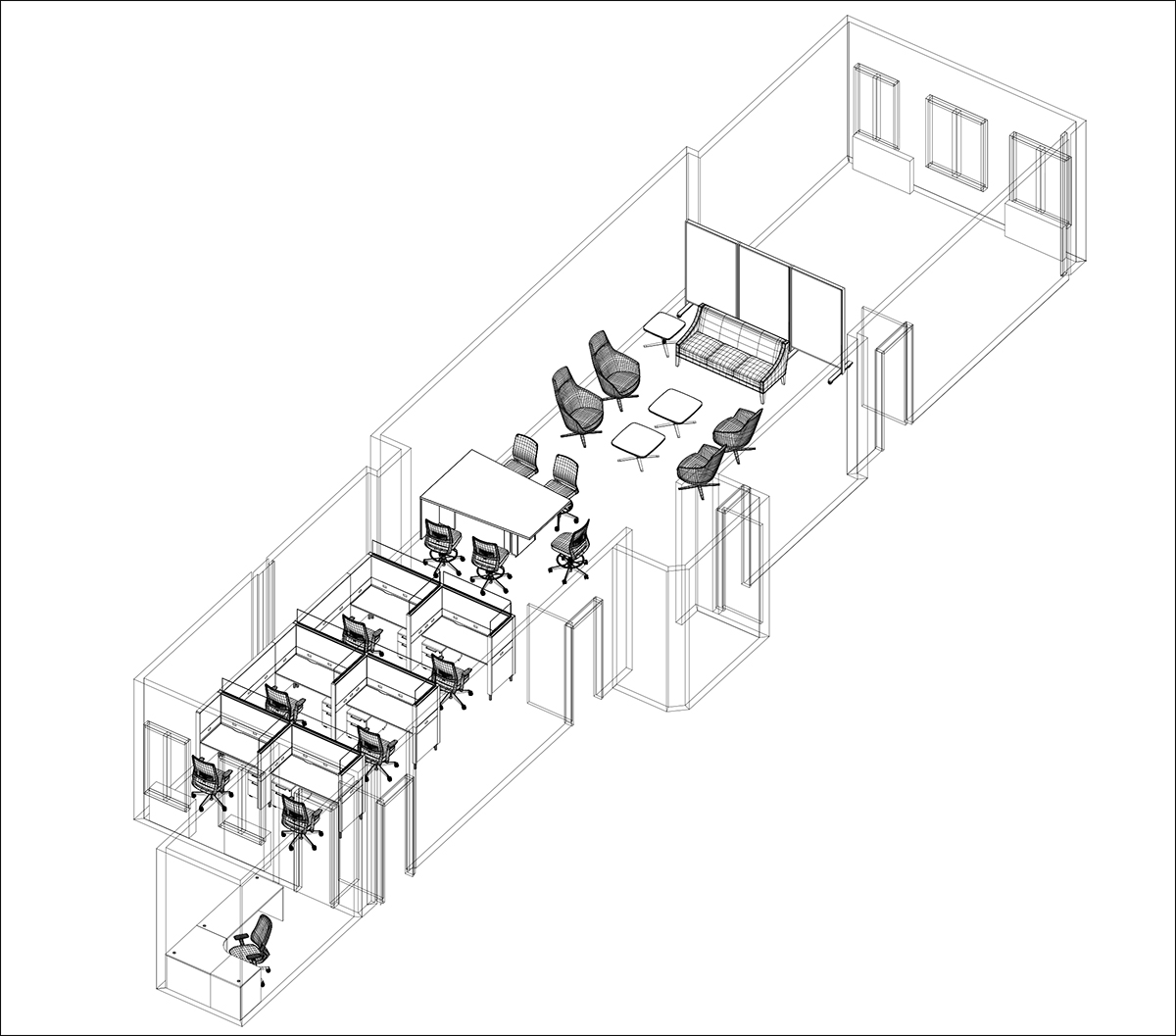 Citadel Firm Space Plans 10-02-20, inside, artist rendering of desks, chairs and more