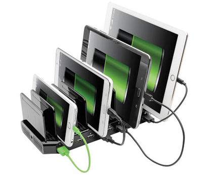 Desktop multiple device charging stations