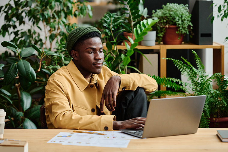 Man working on laptop