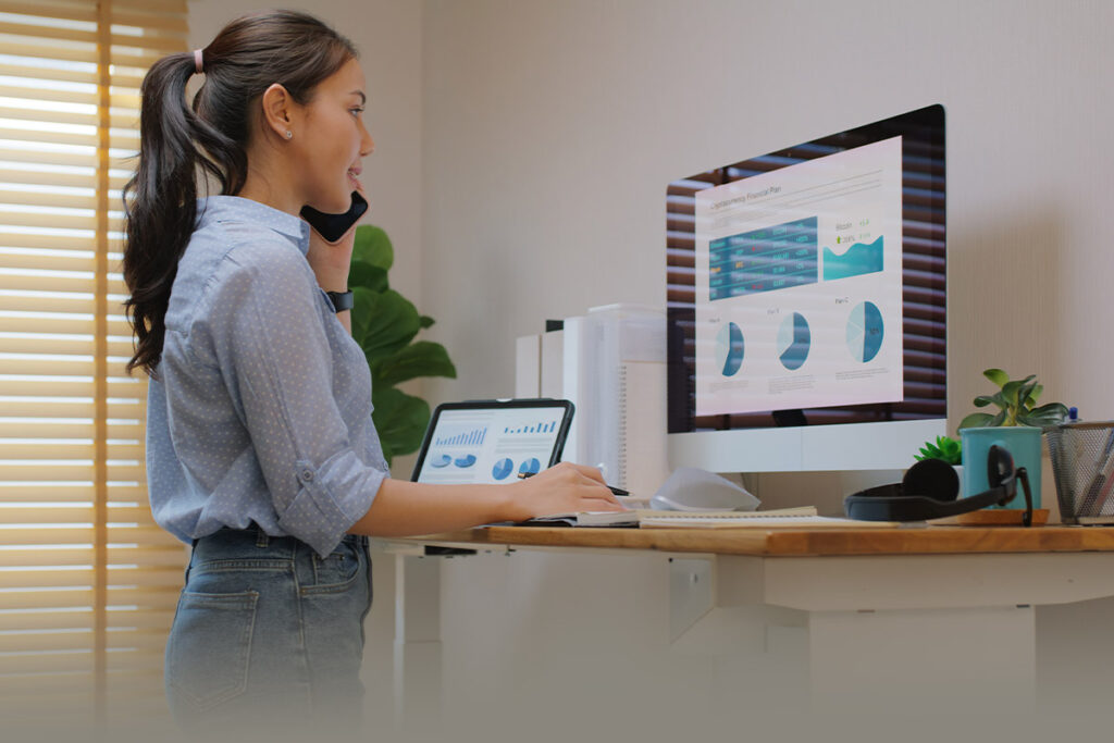 Woman working at her home office